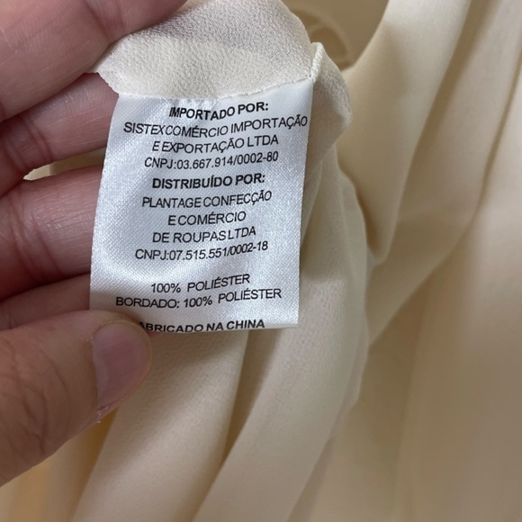 Farm Rio Long Sleeve Embroidered Top Size P (US Small) Ivory Sheer Lined - Picture 14 of 15